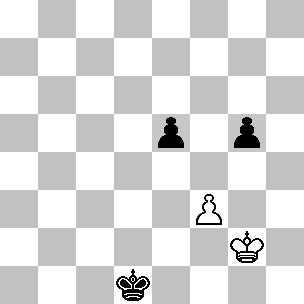 Wit Kg2 pion f3 Zwart Kd1 en pionnen e5 en g5